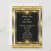 Fabulous Gold Black Anniversaire Fête Invitation (Dos)