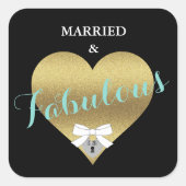Fabulous Gold Heart Shower Vierkante Sticker (Voorkant)