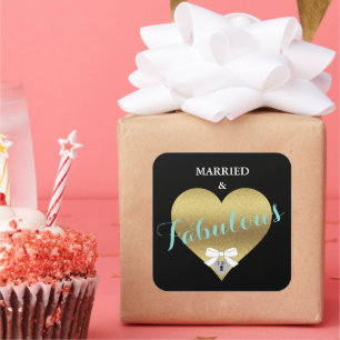 Fabulous Gold Heart Shower Vierkante Sticker