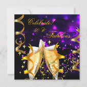 Fabulous Gold Lights Champagne Birthday Kaart (Voorkant)