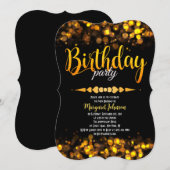 Fabulous Golden Glitter Dagfeest Uitnodigen Kaart (Voorkant / Achterkant)