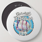 Fabulous Japanse engelvis logo Ronde Button 6,0 Cm (Voorkant /achterkant)