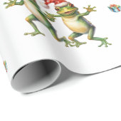 Fabulous Kikkers Kerstvakantie op Wit Cadeaupapier (Rol Hoek)