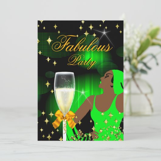Fabulous Lime Green Glitter Diva Birthday Party Kaart (Staand voorkant)