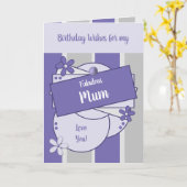 Fabulous maman voeux Anniversaire mauve Carte (Fleur jaune)