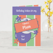 Fabulous maman voeux d'anniversaire vert carte (Fleur jaune)