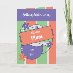 Fabulous maman voeux d'anniversaire vert carte