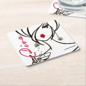 Fabulous "Martini Diva" Vierkante Kartonnen Onderzetter (Schuin)