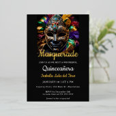 Fabulous Masquerade Verjaardag Folie Uitnodiging (Staand Voorkant)