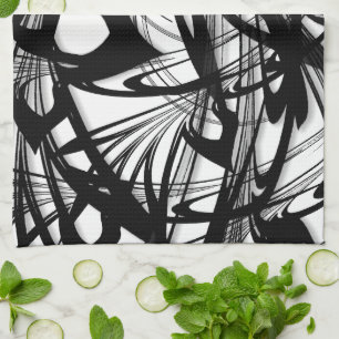 Fabulous Modern Art Design Zwart-wit Oerwoud Theedoek