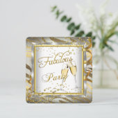 Fabulous Party Champagne Zebra Cream Gold Silver 2 Kaart (Staand voorkant)