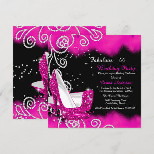 Fabulous Pink High Heels Birthday Party Kaart