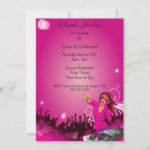 Fabulous Pink Lady DJ Party Kaart (Achterkant)
