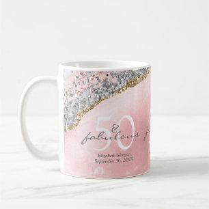 Fabulous Pink Rose Gold Glitter Birthday Koffiemok