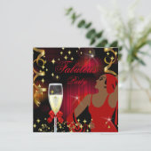 Fabulous Red Glitter Diva Birthday Kaart (Staand voorkant)
