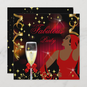 Fabulous Red Glitter Diva Birthday Kaart