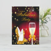 Fabulous Red Gold Glitter High Heels Party Kaart (Staand voorkant)