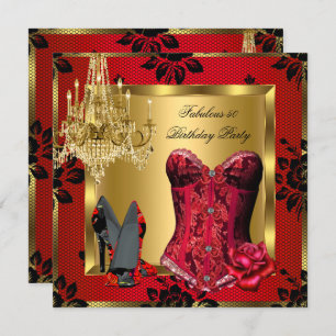 Fabulous Red Heels Chandelier Corset Roos Kaart