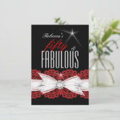 Fabulous Red Lace Black 50th Birthday Party 3 Kaart (Staand voorkant)