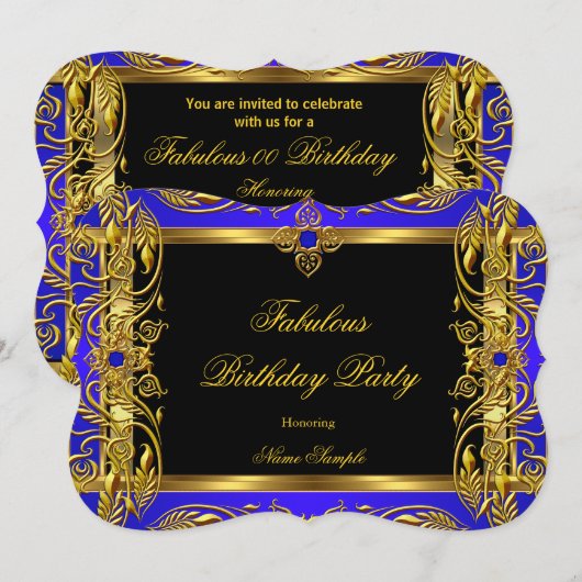 Fabulous Royal Blue Gold-feestdag Kaart (Voorkant / Achterkant)