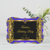 Fabulous Royal Blue Gold-feestdag Kaart (Staand voorkant)