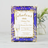Fabulous Royal Blue Palms Champagne Party Kaart (Staand voorkant)