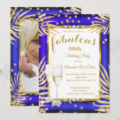 Fabulous Royal Blue Palms Champagne Party Kaart (Voorkant / Achterkant)