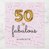 Fabulous Roze Goud Vijftigste Verjaardagsfeest Wijn Etiket (Enkel label)