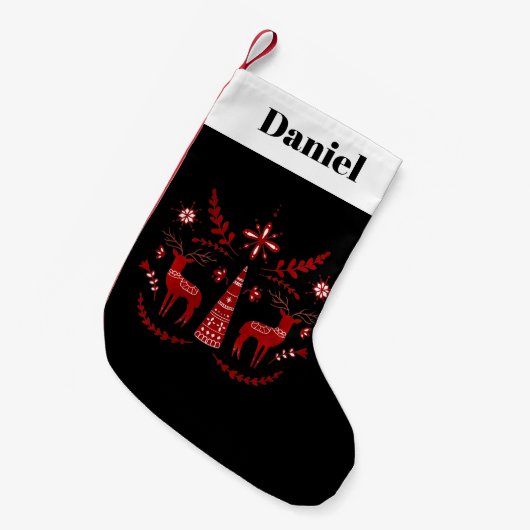 Fabulous Scandi Deer Pattern Kleine Kerstsok (Voorkant (Hangend))