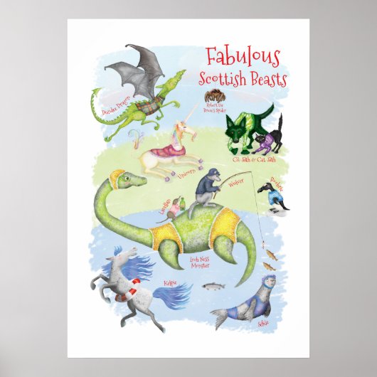 Fabulous Scottish Beasts affiche de chambre pour e (Devant)