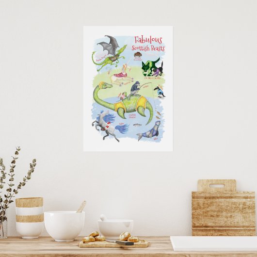 Fabulous Scottish Beasts affiche de chambre pour e (Cuisine)