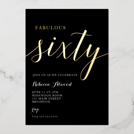 Fabulous Sixty BIrthday Foil Invitation (Recto)