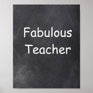 Fabulous Teacher Chalkboard Class Decoration Poster