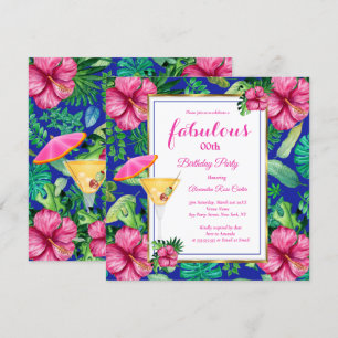 Fabulous Tropical Cocktail Floral-verjaardagsfeest Kaart
