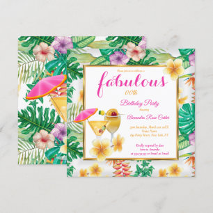 Fabulous Tropical Cocktails Flowers Party sq Kaart