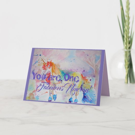 Fabulous Unicorn Aquarelle Carte Fille Anniversair (Devant)