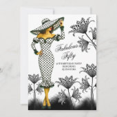 Fabulous Verjaardag Polka Dot Vrouw Zwart Wit Kaart (Voorkant)