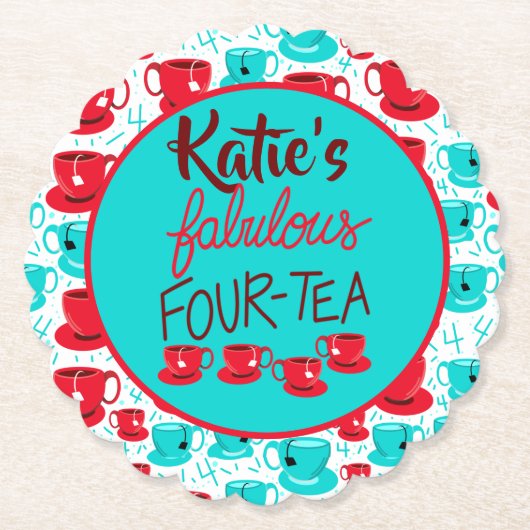 Fabulous vierenveertig-tea verjaardagsfeestje onde kartonnen onderzetters (Voorkant)