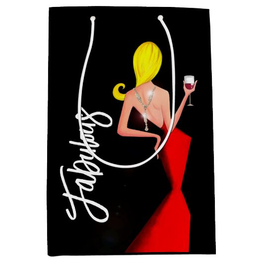 Fabulous "Wine Diva" Gift Bag Medium Cadeauzakje (Voorkant)