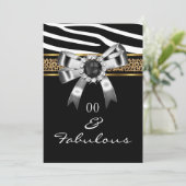 Fabulous Zebra Gold Black White Leopard Party Kaart (Staand voorkant)