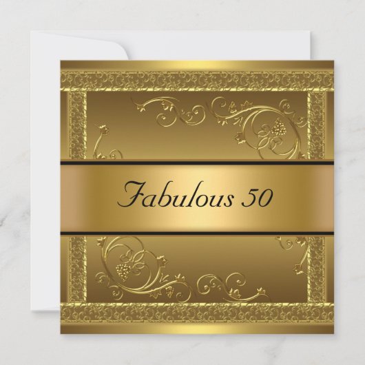 Fabuluse à 50 ans Invitation d'anniversaire en or (Devant)