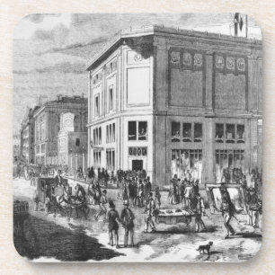 Facade of the Hotel Drouot, Parijs, c.1852 (engrav Drankjes Onderzetter