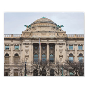 façade van landmark milwaukee public library foto afdruk