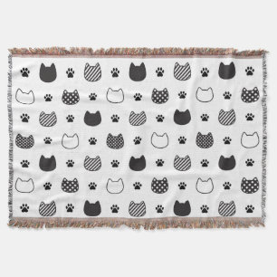Façades de chat noir et blanc Lancer la couverture