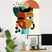 Face 2 Face Boho Abstract Poster (Thuiskantoor)