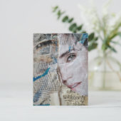 Face Abstract Mixed Media Collage Briefkaart (Staand voorkant)