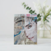 Face Abstract Mixed Media Collage Briefkaart (Staand voorkant)