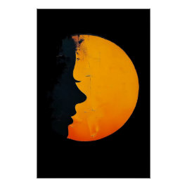 Face and Moon Perfect Poster