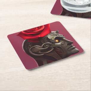 Face Art Vierkante Kartonnen Onderzetter