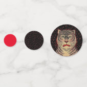 Face Asian Tiger Red Polka Dots Black Confetti (Voorkanten)